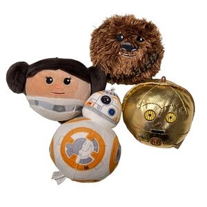 Star Wars Hallmark Fluffballs Lot of 4  C3PO BB8 Princess Leia Chewbacca